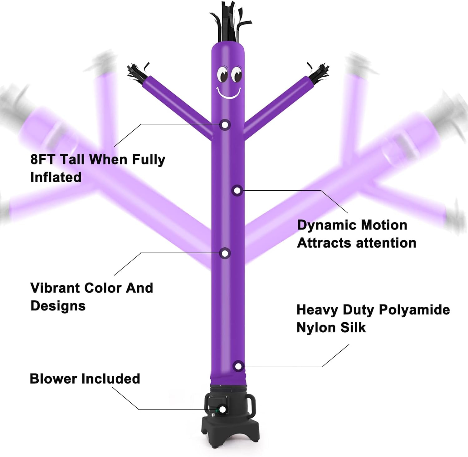 8FT Fly Puppet Dancer with 1/3Hp Blower Complete Set (Purple)