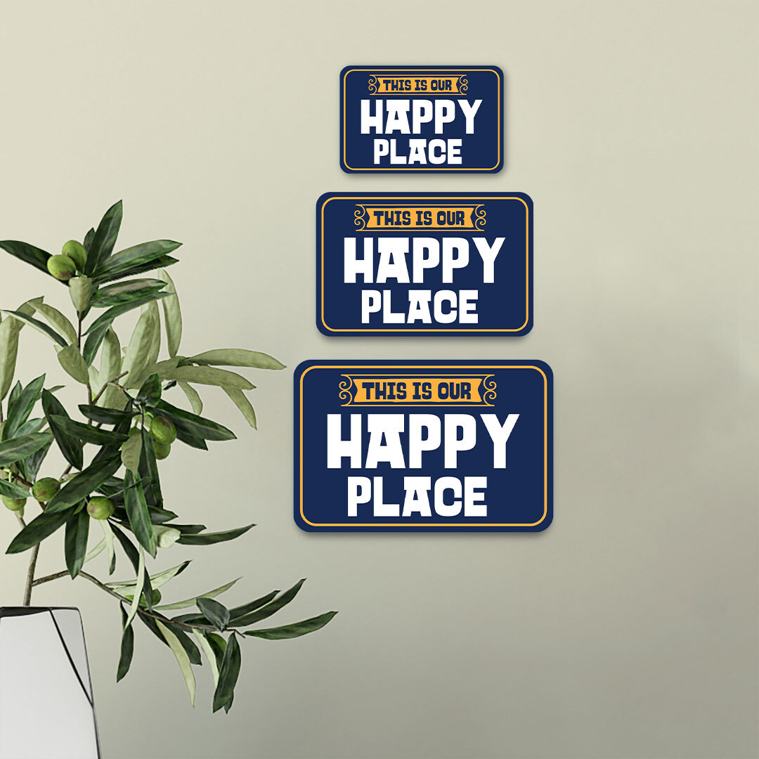 Classic Framed Plus This Is Our Happy Place Wall or Door Sign | Funny Home Decor