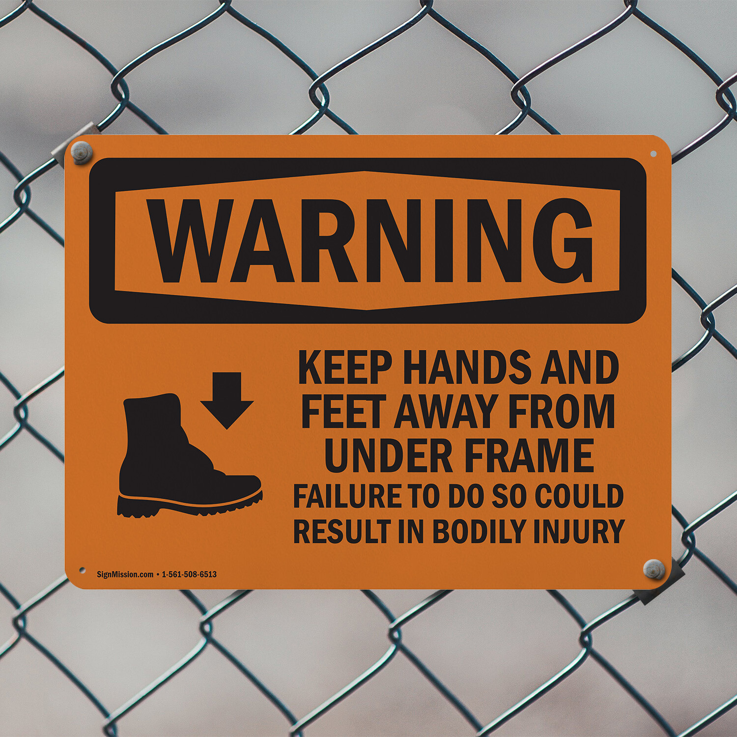 (2 Pack) Keep Hands Feet Away Failure Bodily Injury OSHA Warning Sign Decal