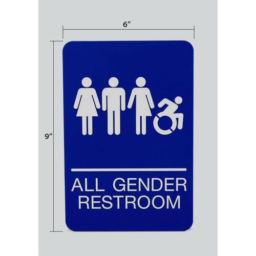 Headline Sign ADA Sign, All Gender Restroom, 6 x 9, Blue Face, 2/Pack