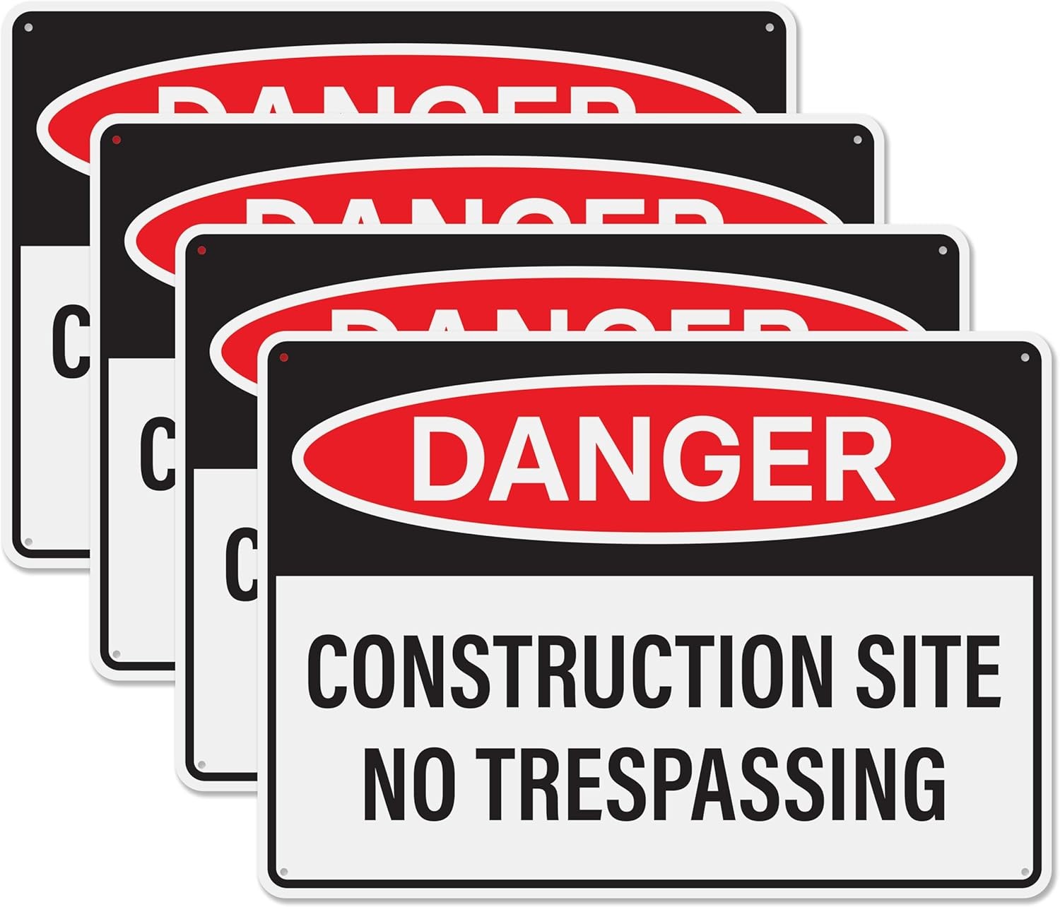 4pcs Danger Construction Site Sign 14×10 inch, Plastic Sign for Construction Sit