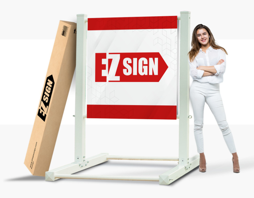 The EZ Sign – Lightweight Portable 4&prime; Large Sign w/ Custom 4&prime; Banner Real Estate