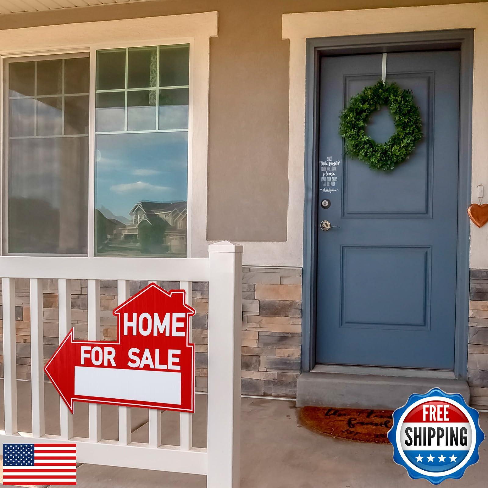 Threehoney 6 Pcs Home for Sale Signs with Stakes 12 x 16 Inch Double Sided fo