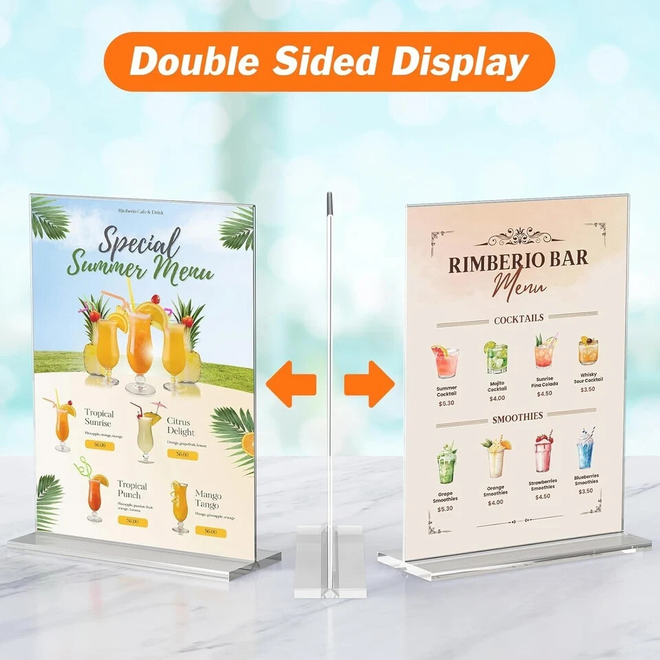 3 Pack Acrylic Sign Holder 8.5 x 11 Inches, Clear Menu Stand, Vertical