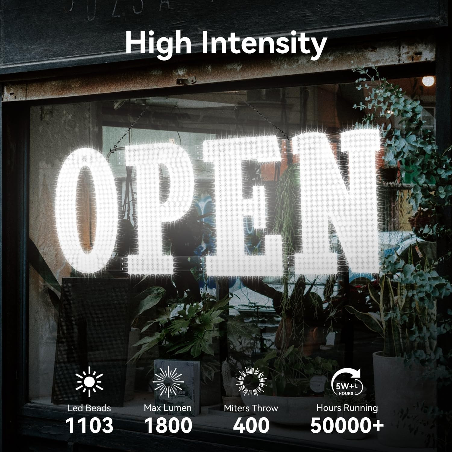 48&Prime; X 17&Prime; LED Open Sign with Remote – Bright Display for Shops & Restaurants
