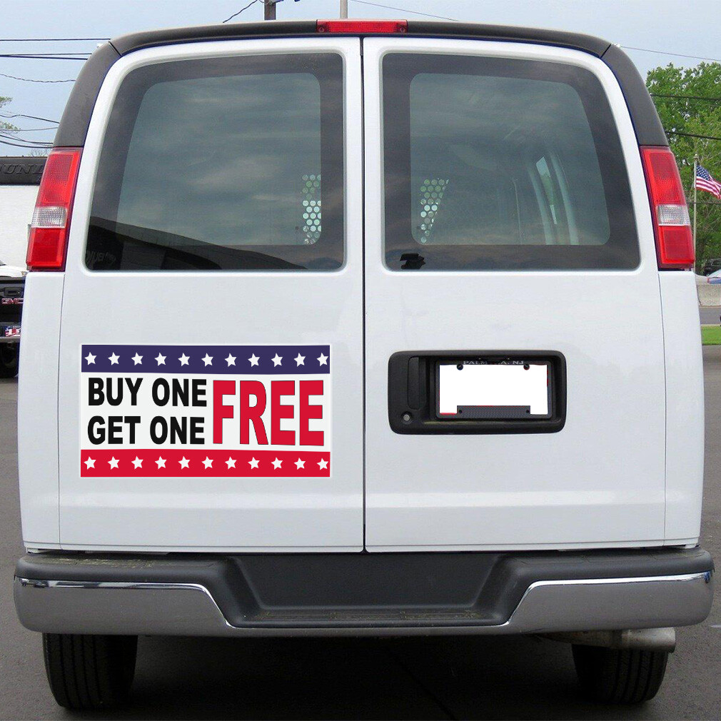 Car Magnet Set of 2 Buy 1 Get 1 Free Black Red Blue Industrial Sign