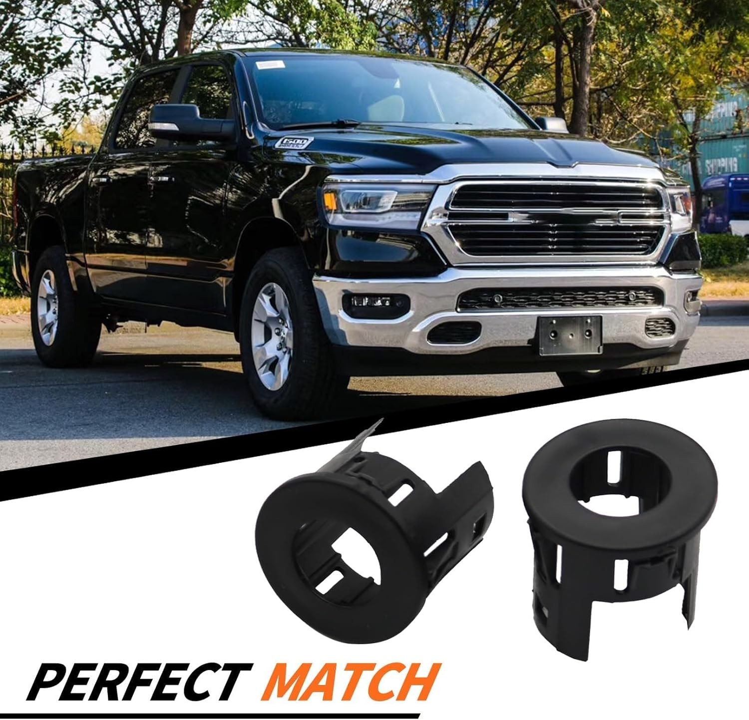 4X Parking Assist Sensor Mount Bracket Bezels Compatible with 2014-2018 Ram 1500