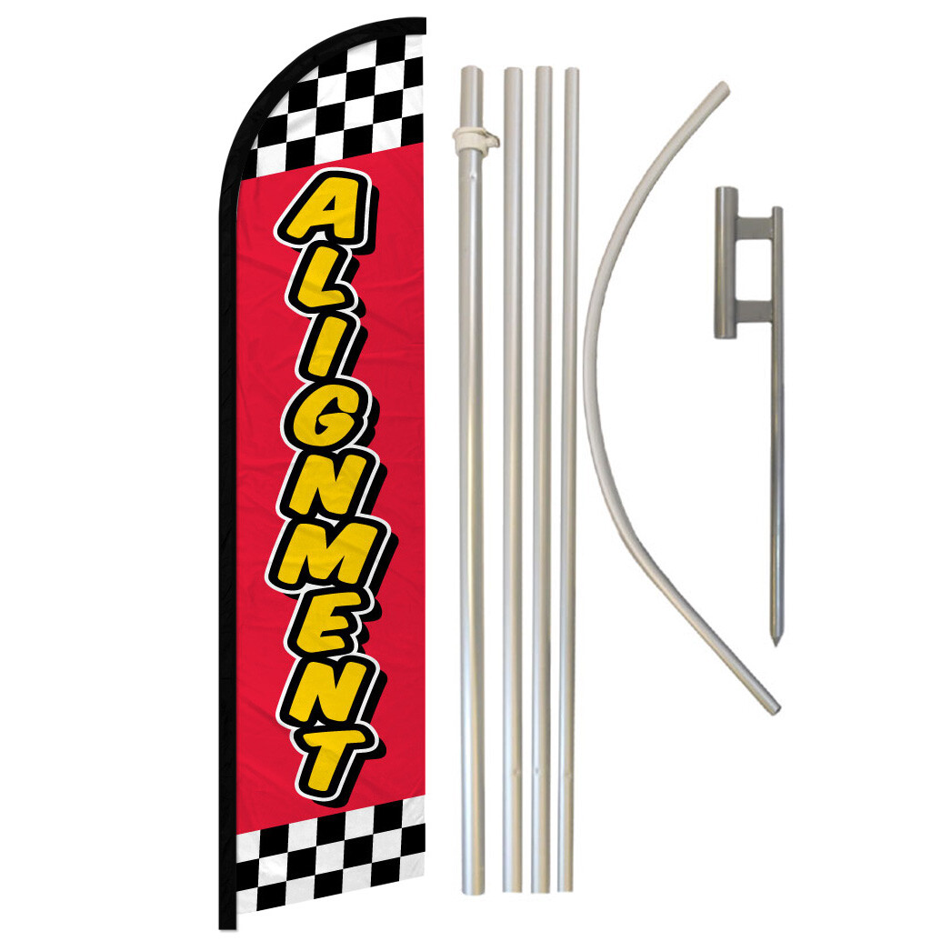 Alignment Full Curve Windless Swooper Flag & Pole Kit Mechanic RED