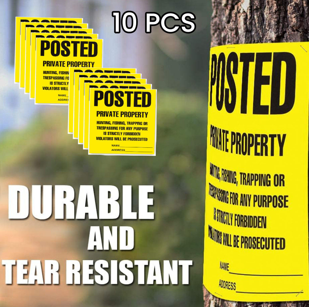 Posted Signs 10-Pack, No Hunting/Trespassing, Heavy Duty, 11&Prime;x11&Prime; Yellow