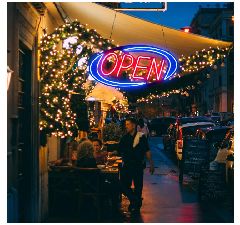 32×16 LED Open Sign Bright Neon Light Remote Flash Bar Shop Window Blue Red
