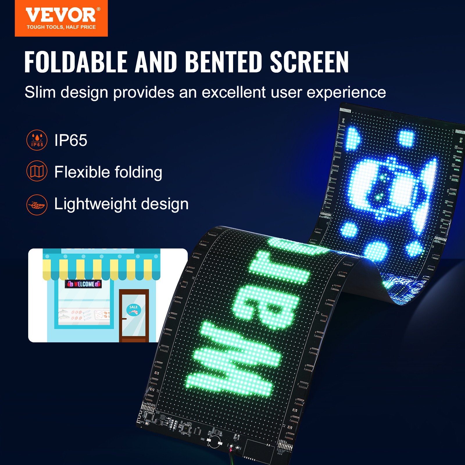 VEVOR 32.9&Prime;x8&Prime; Programmable LED Sign Scrolling Display Board P5 Full Color
