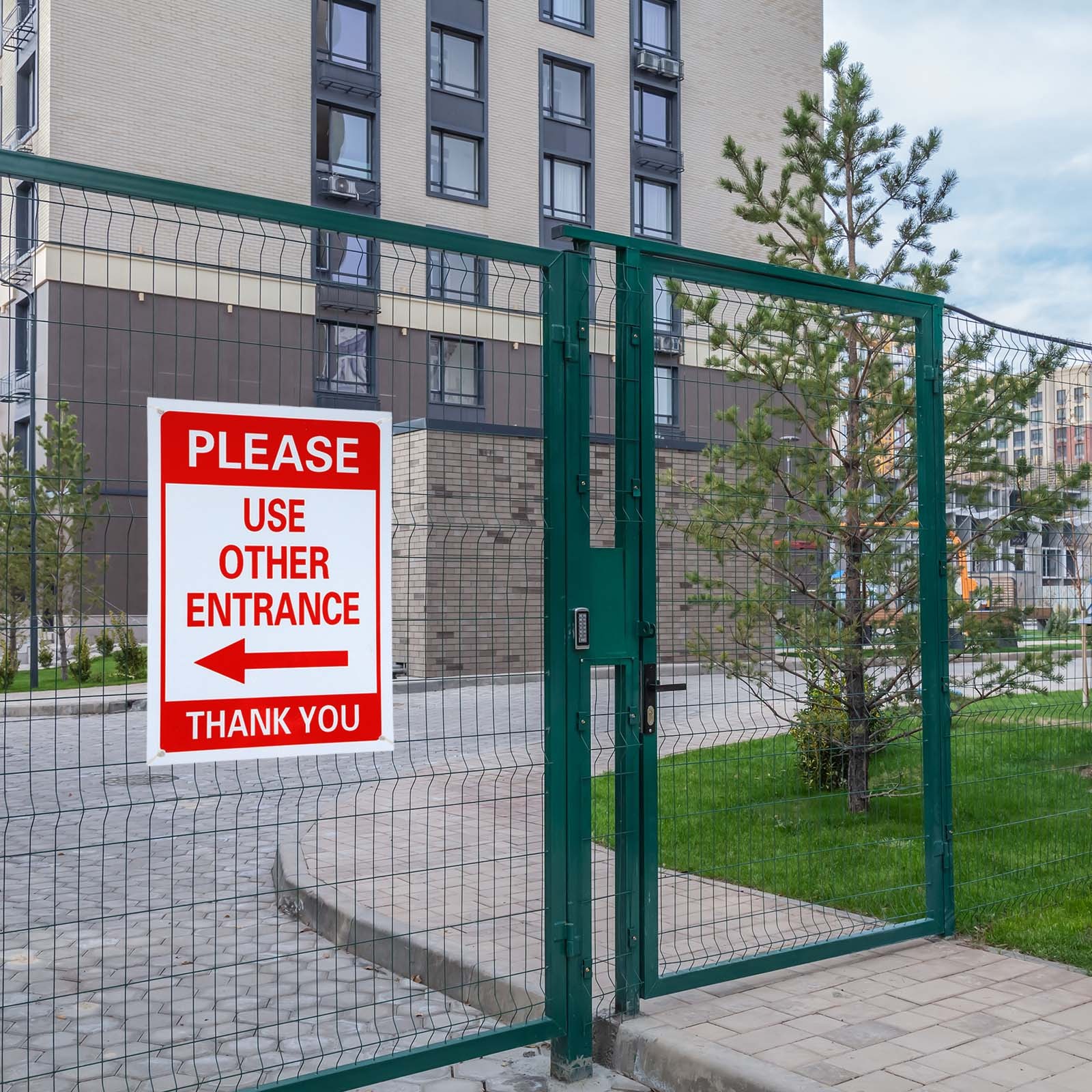 2 Pcs Please Use Other Entrance Thank You Sign, Bright Yellow on Black(Left)