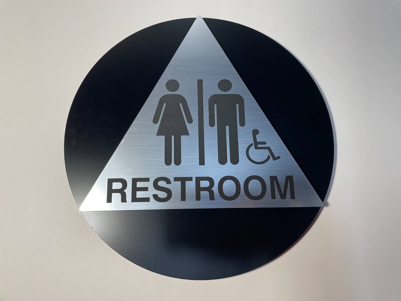 NEW ADHESIVE UNISEX HANDICAP RESTROOM SIGN ROUND 12&Prime; DIAMETER WEIGHS 1.5-2 LBS