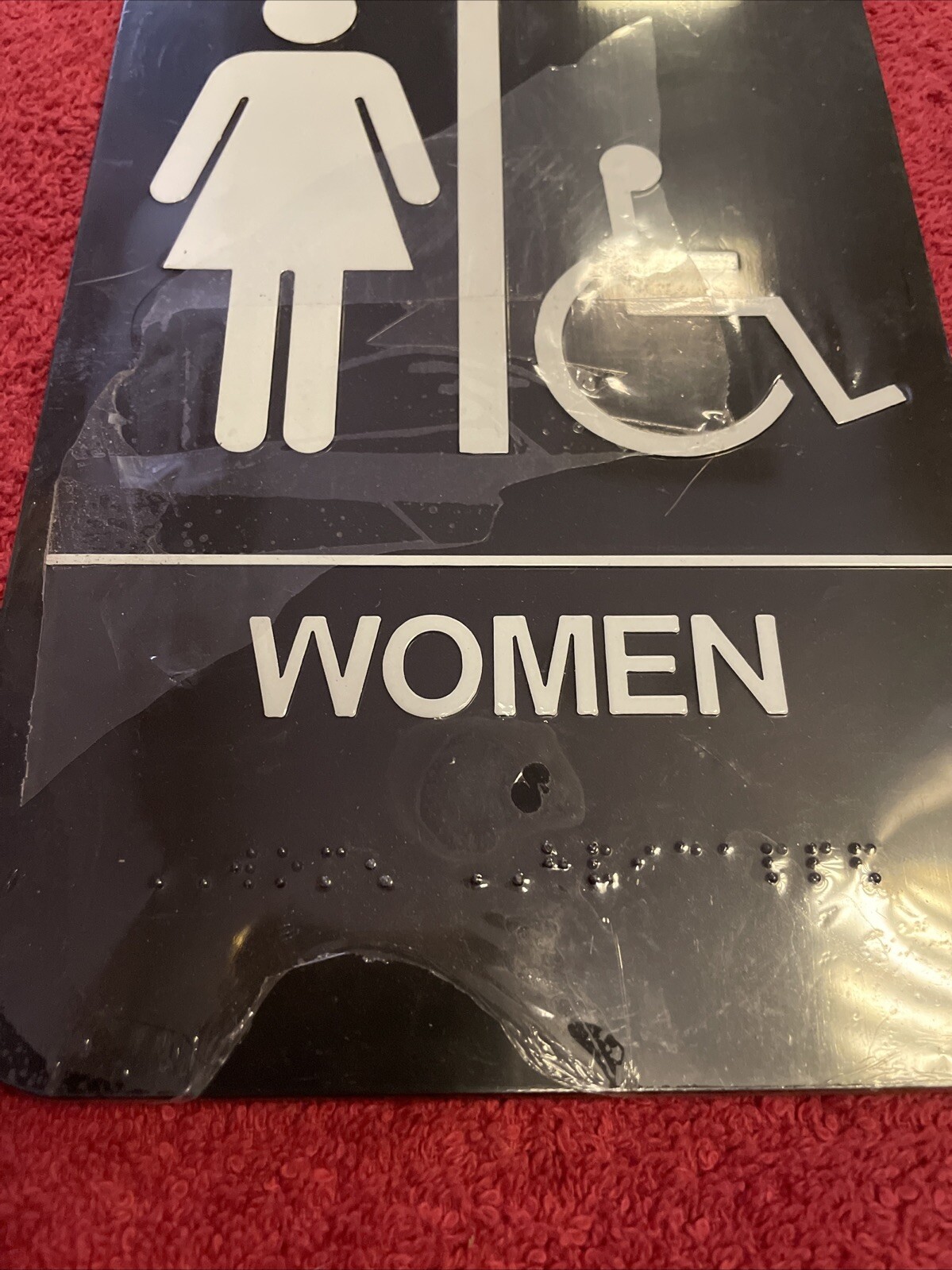 NEW Womens Restroom ADA Sign Handicap Braille Restaurant Business 9”x6” Bathroom