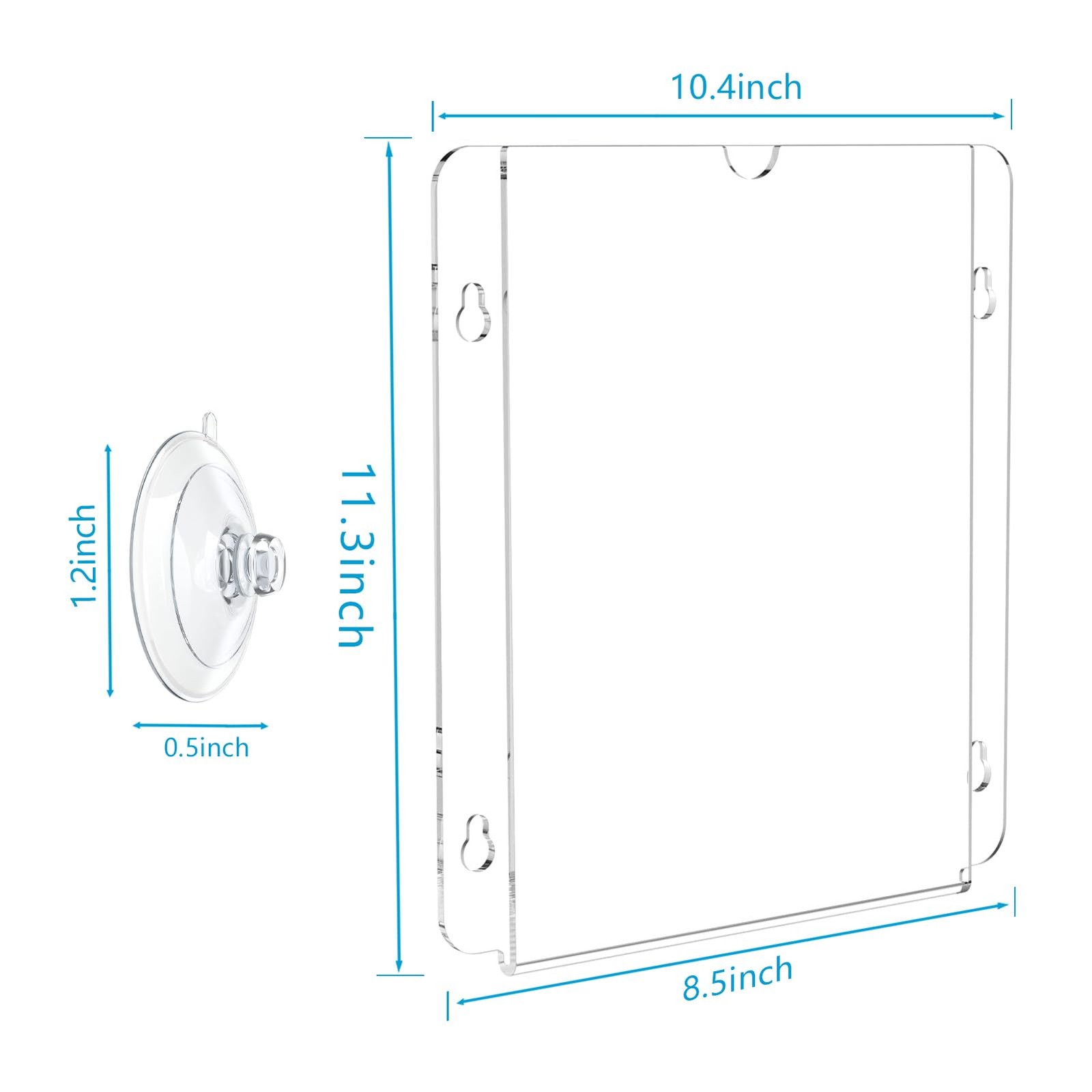 Pecmuikee Acrylic Window Sign Holder Suction Cups 8.5 11 x inches, Clear
