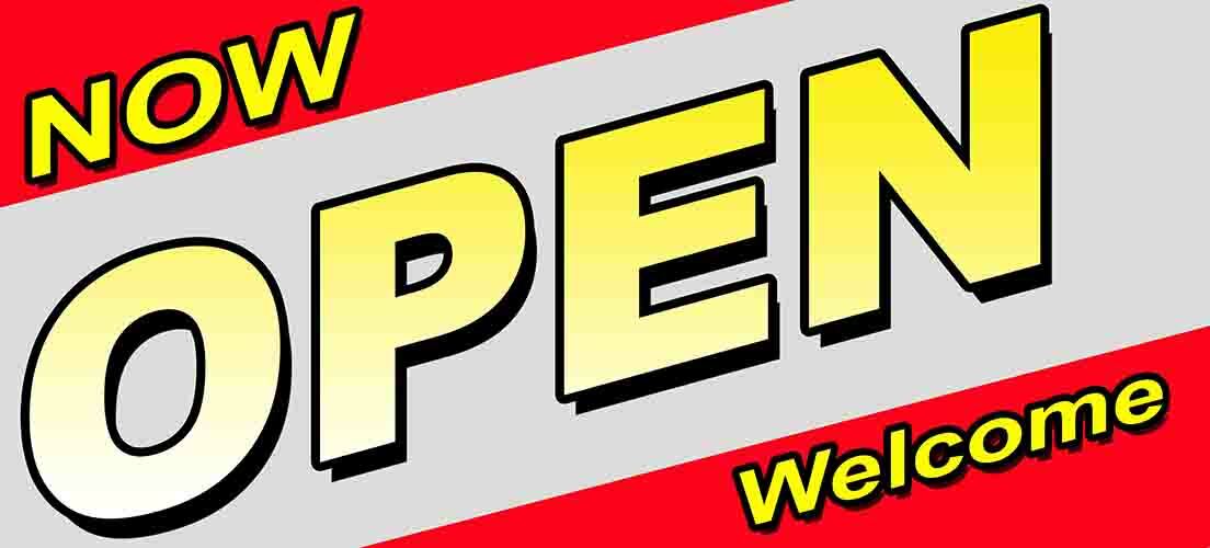 Now Open Banner – Outdoor Vinyl Advertising Sign Flag with Grommets