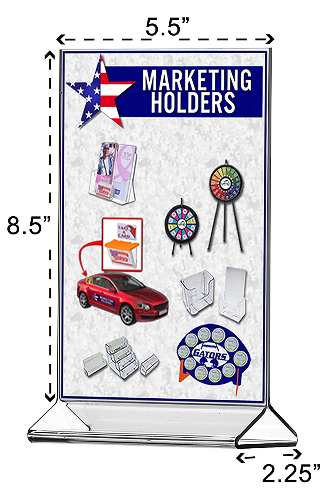 Marketing Holders 2 Pack Half Sheet Advertisement Holder 5.5&Prime;w x 8.5&Prime;h, Clear