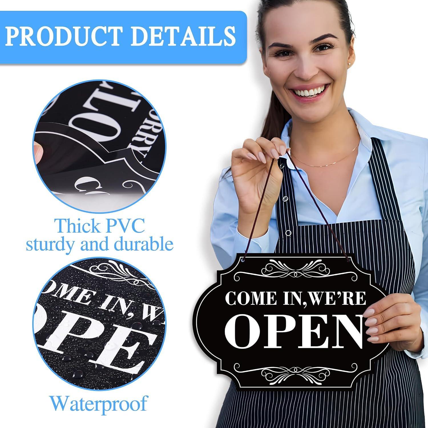 Open Closed Signs for Business, 11X8 Waterproof Double Sided Come in or Closed H