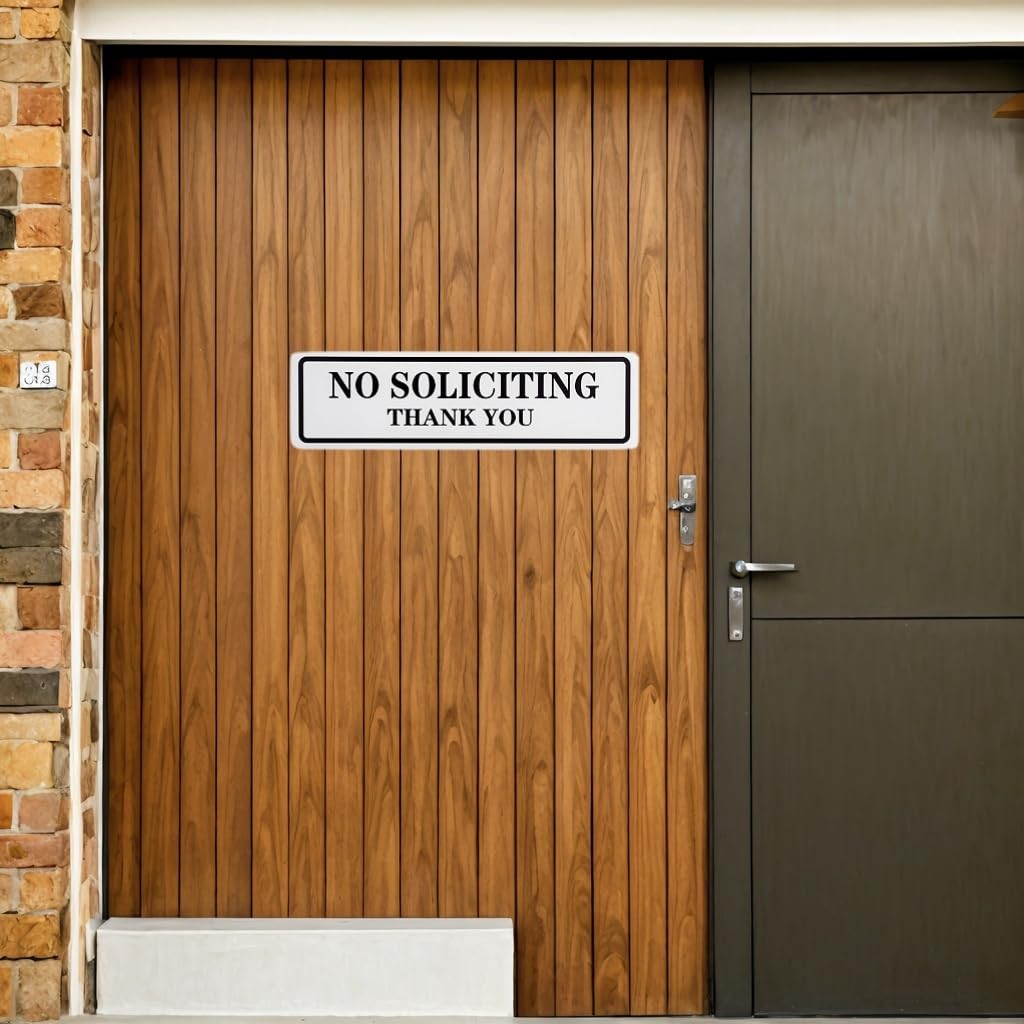 No Soliciting Sign 2.4×8.26 Inch Weatherproof UV Resistant for Door Home Office
