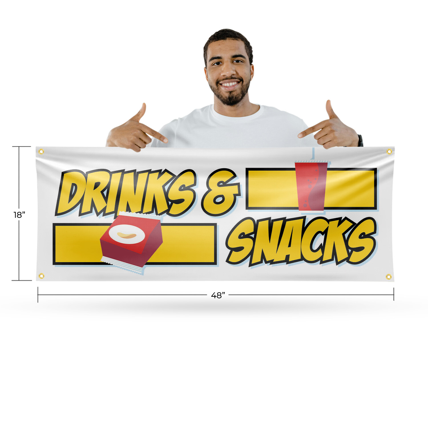 Drinks and Snacks Vinyl Banner Sign with Metal Grommets Heavy-Duty Single-Sided