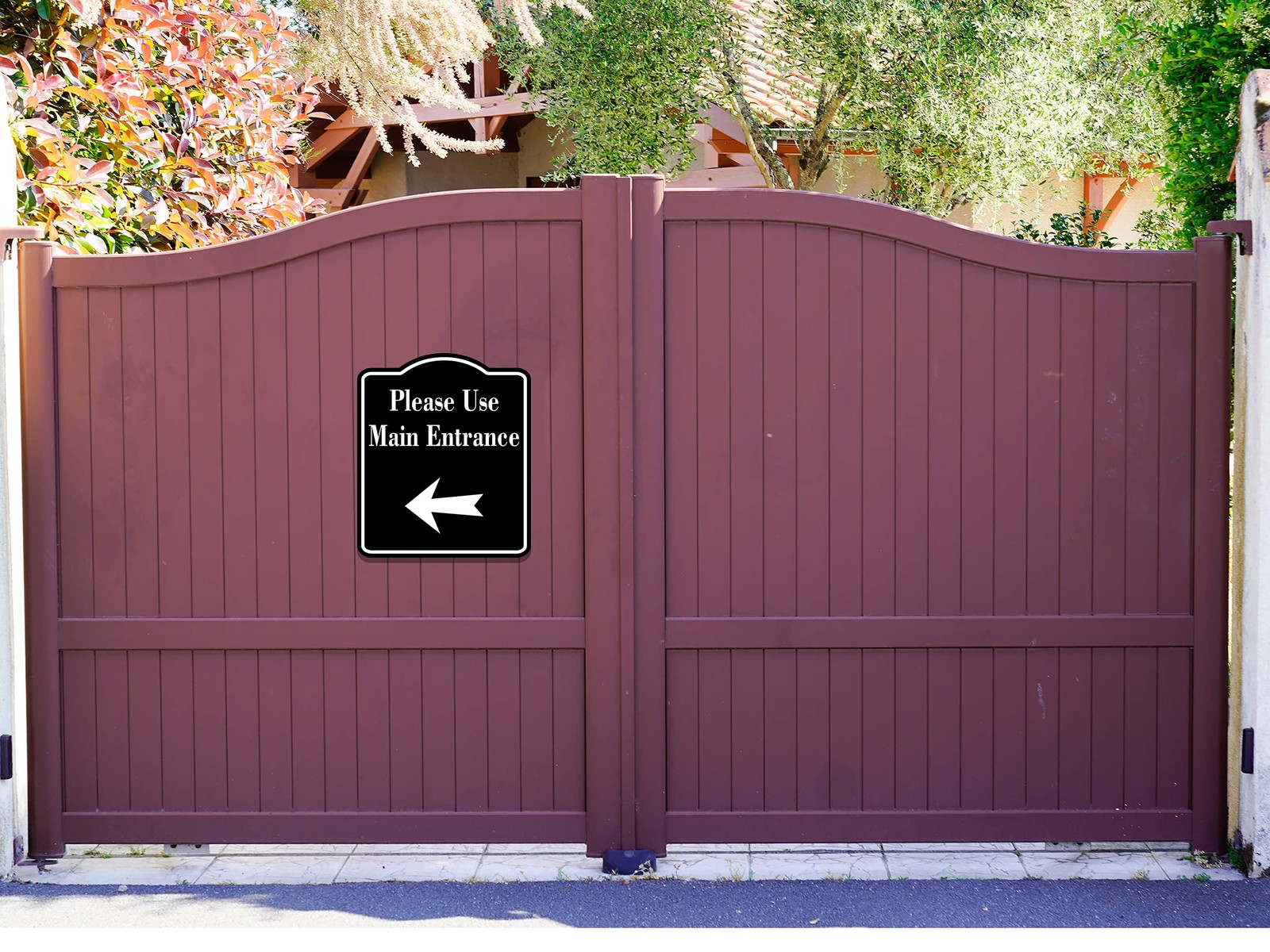 8.5×10 Inch Black Aluminum Composite Please Use Main Entrance Left Arrow Sign