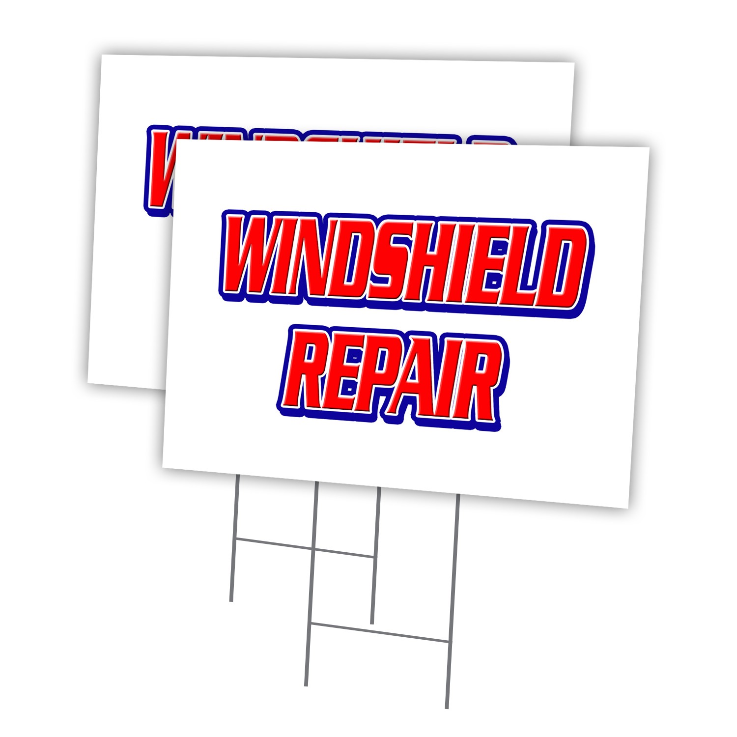 Windshield Repair Multi-Pack of Yard Signs & Stake plastic coroplast window