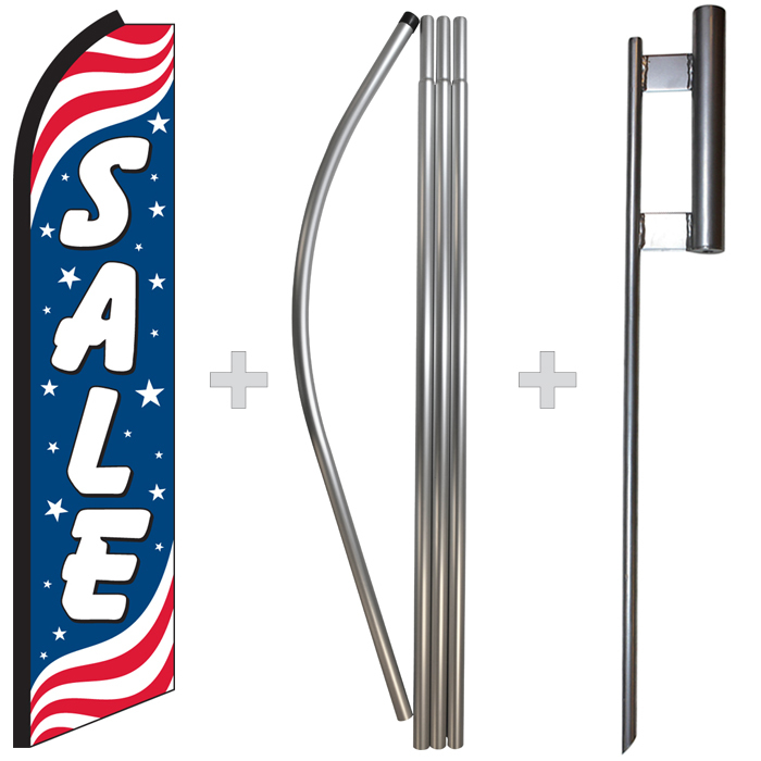 Sale Patriotic 15&prime; Tall Swooper Flag & Pole Kit Feather Super Bow Banner