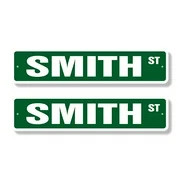 SMITH Street Sign (2 Pack) Childrens Name Room Metal Road Sign