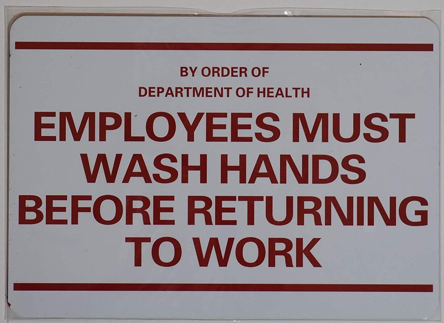 Employee Must WASH Hand Sign – Food Facility Sign (7×10, Brush..REF24-1027