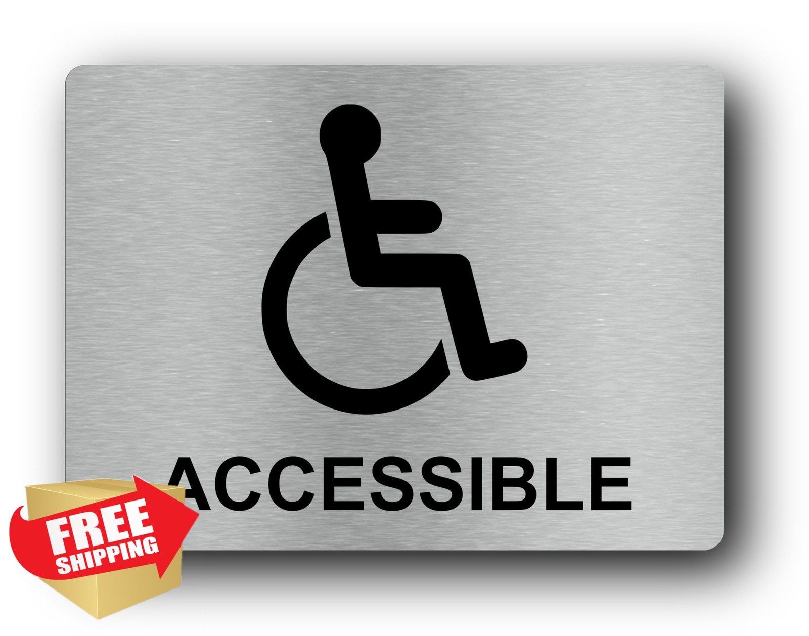 Wheelchair Accessible Sign – Silver Aluminum Peel Stick Universal Symbol