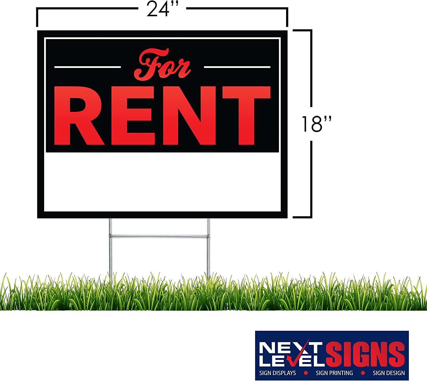 NEXT LEVEL SIGNS For Rent Yard Signs 24&Prime; W x 18&Prime; H Double Sided Waterproof