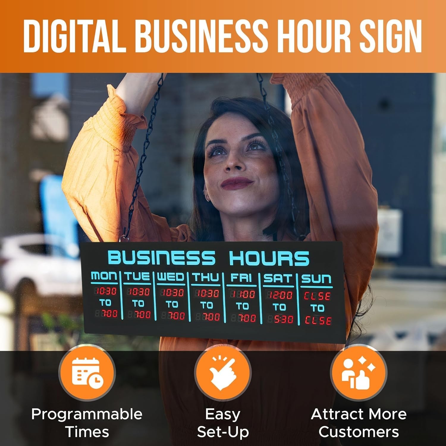 Digital Business Hours Sign by – Electronic Programmable Hours of Operation Sig