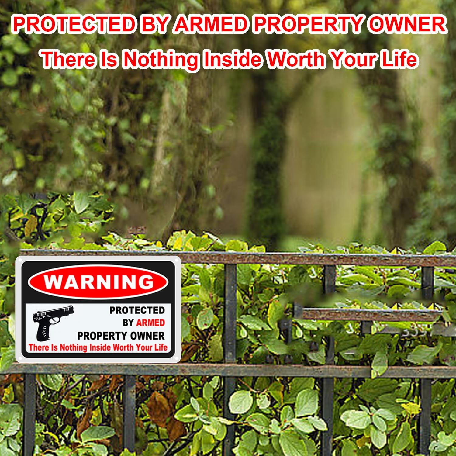 3Pack Gun Sign for Home Security 10×7 inch Warning Signs for Home Property Ru…