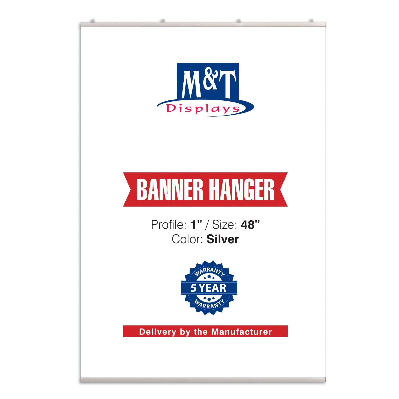 Newage Snap Poster Banner Clamp 48&Prime; Silver Aluminum Double Sided Sign Holder
