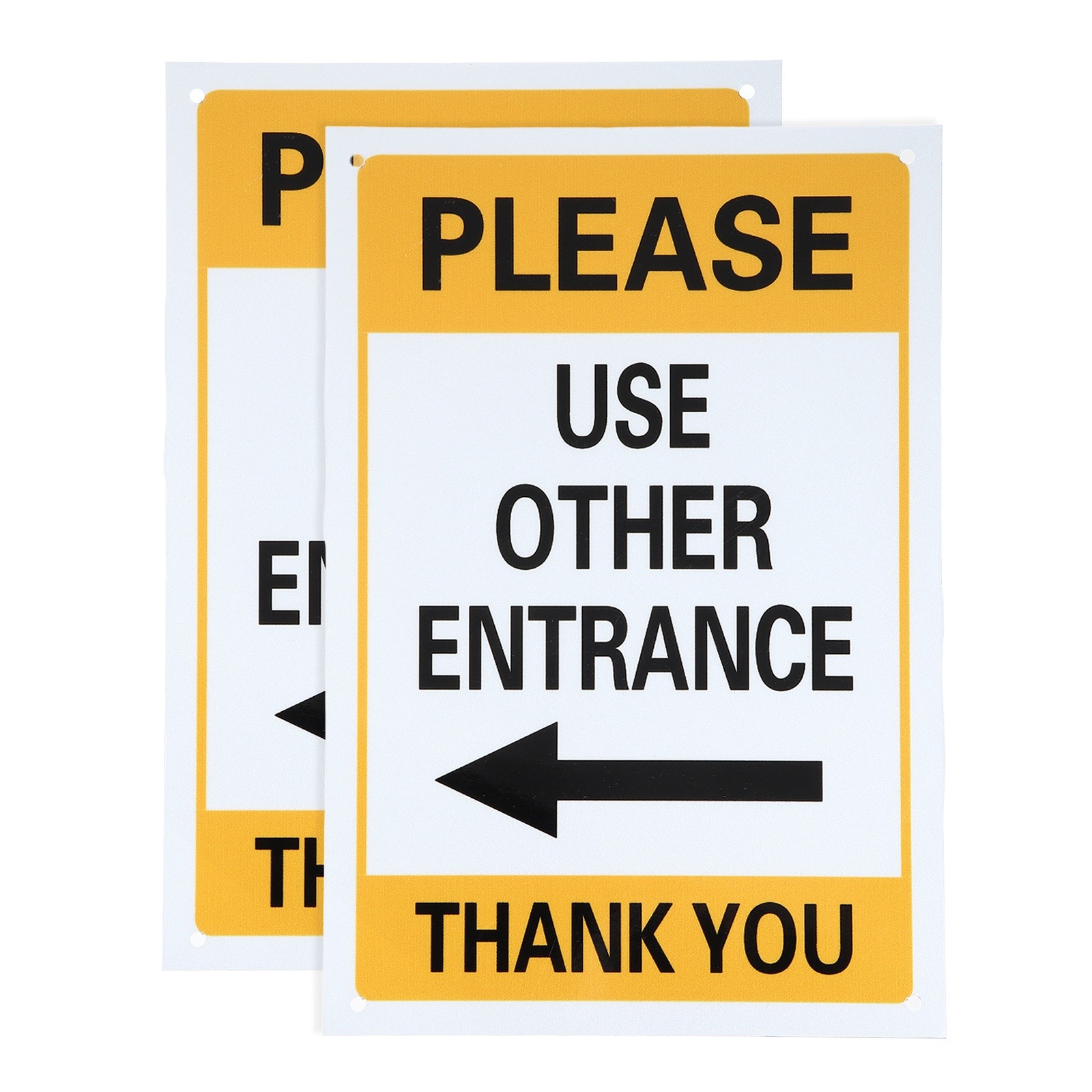 2 Pcs Please Use Other Entrance Thank You Sign, Bright Yellow on Black(Left)