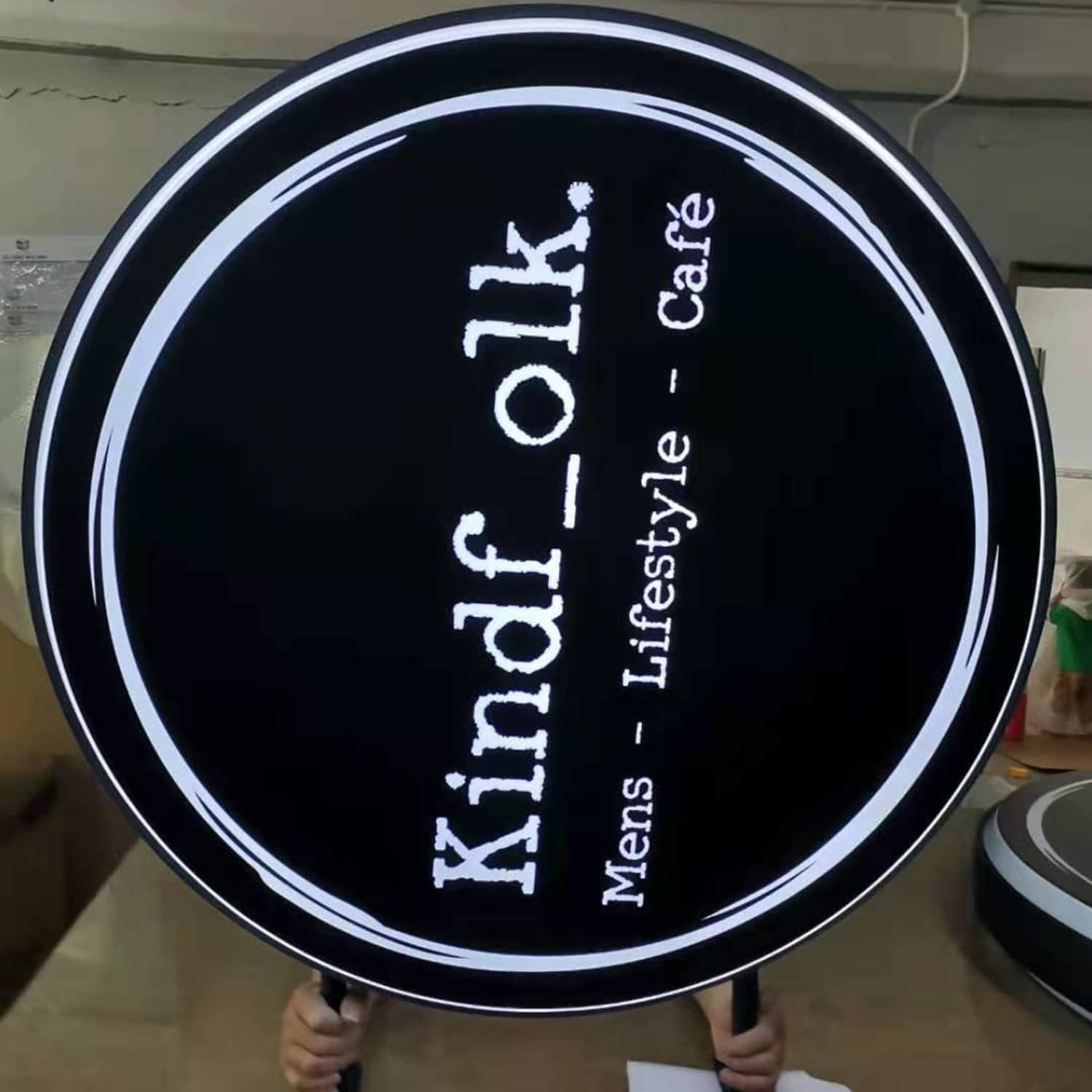 HKSIGN-Outdoor Waterproof Double Side Round LED Light Box Sidewalk Sign#3475GY4