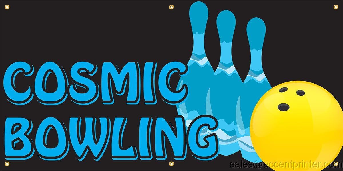 Cosmic Bowling | Vinyl Banner w/ Grommets | 3’H x 6’W