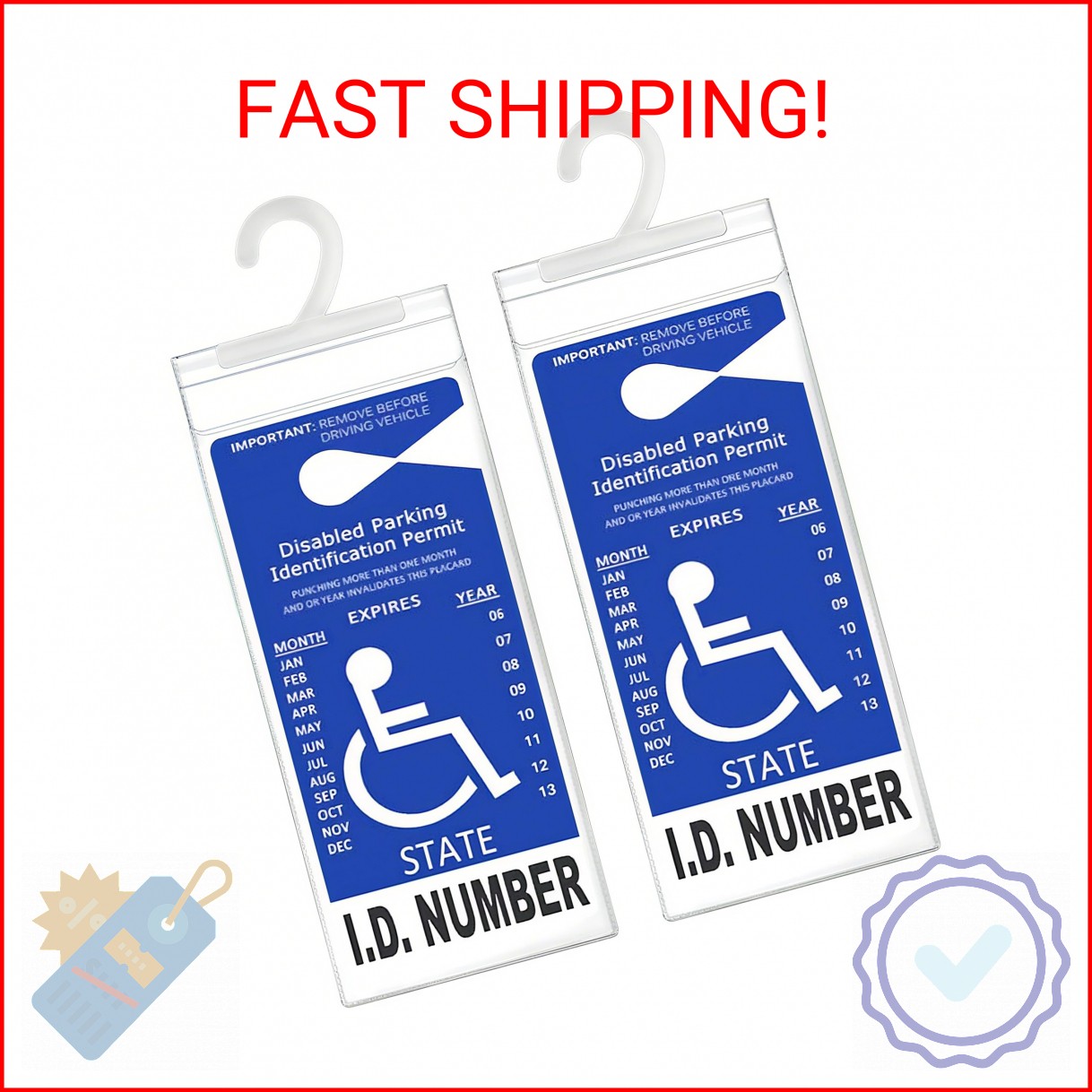 LotFancy Handicap Placard Holder, Ultra Transparent Disabled Parking Permit Prot