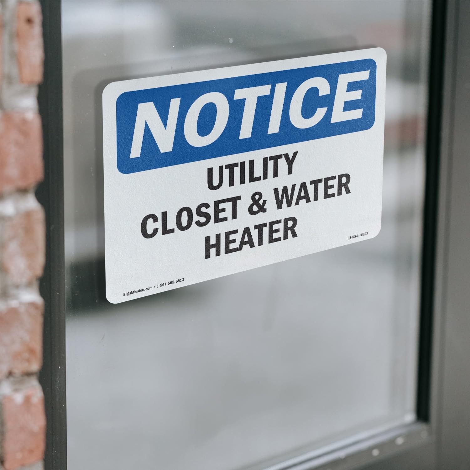 Utility Closet And Water Heater OSHA Notice Vinyl Decal Label 18 Inch x 12 In…