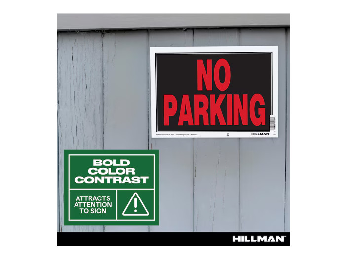 Hillman No Parking 8-in x 12-in Plastic Prohibited Sign