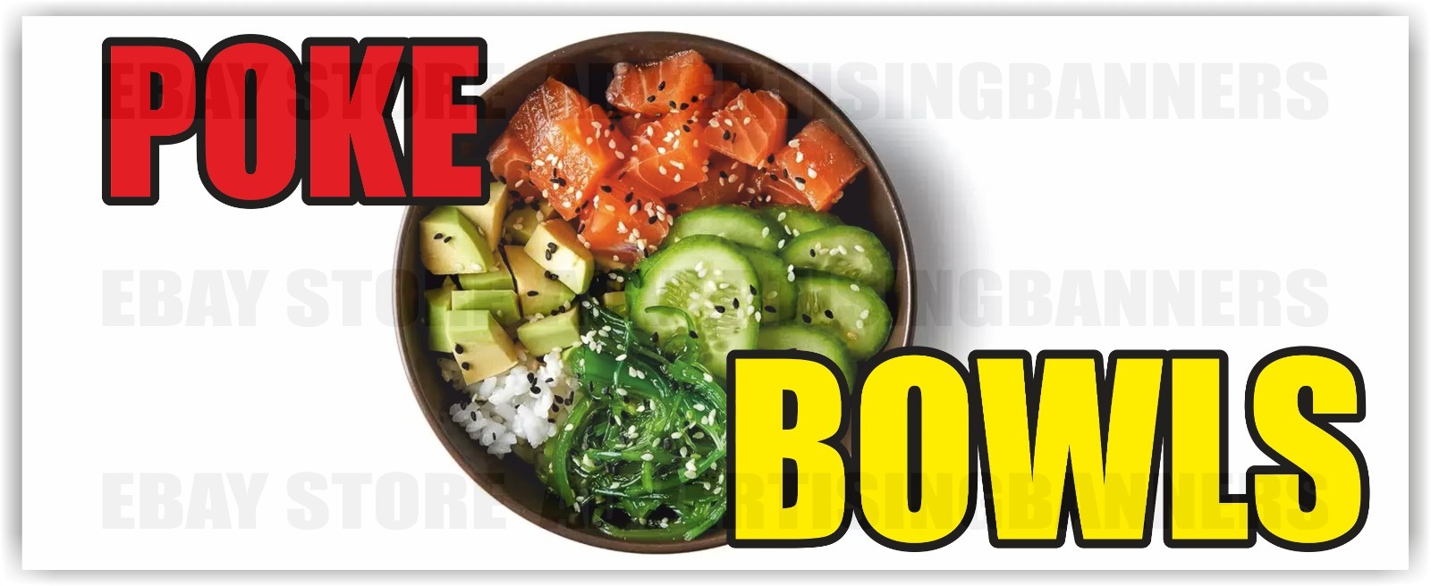 POKE BOWLS Advertising Banner Vinyl Mesh Sign Street Food Restaurant Buffet
