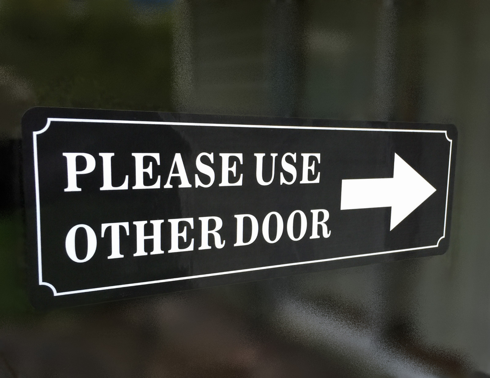 (2 Pack) 9&Prime; X 3&Prime; PLEASE USE OTHER DOOR Sign Back Self Adhesive Vinyl Sticker