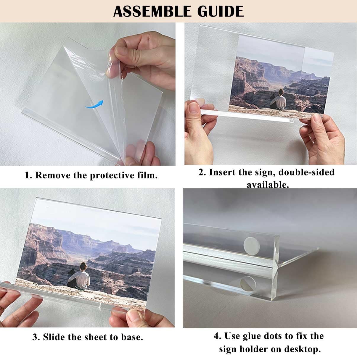 AbriStadt Acrylic Sign Holder 5×7 Inches, 6 Pack, Clear Table Transparent
