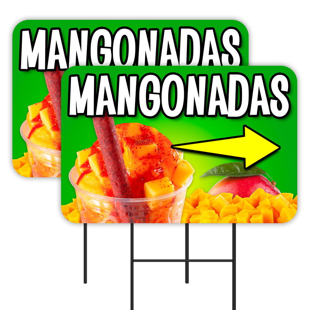 Mangonadas 2 Pack Double-Sided Yard Signs 16&Prime; x 24&Prime; with Metal Stakes (Made in T