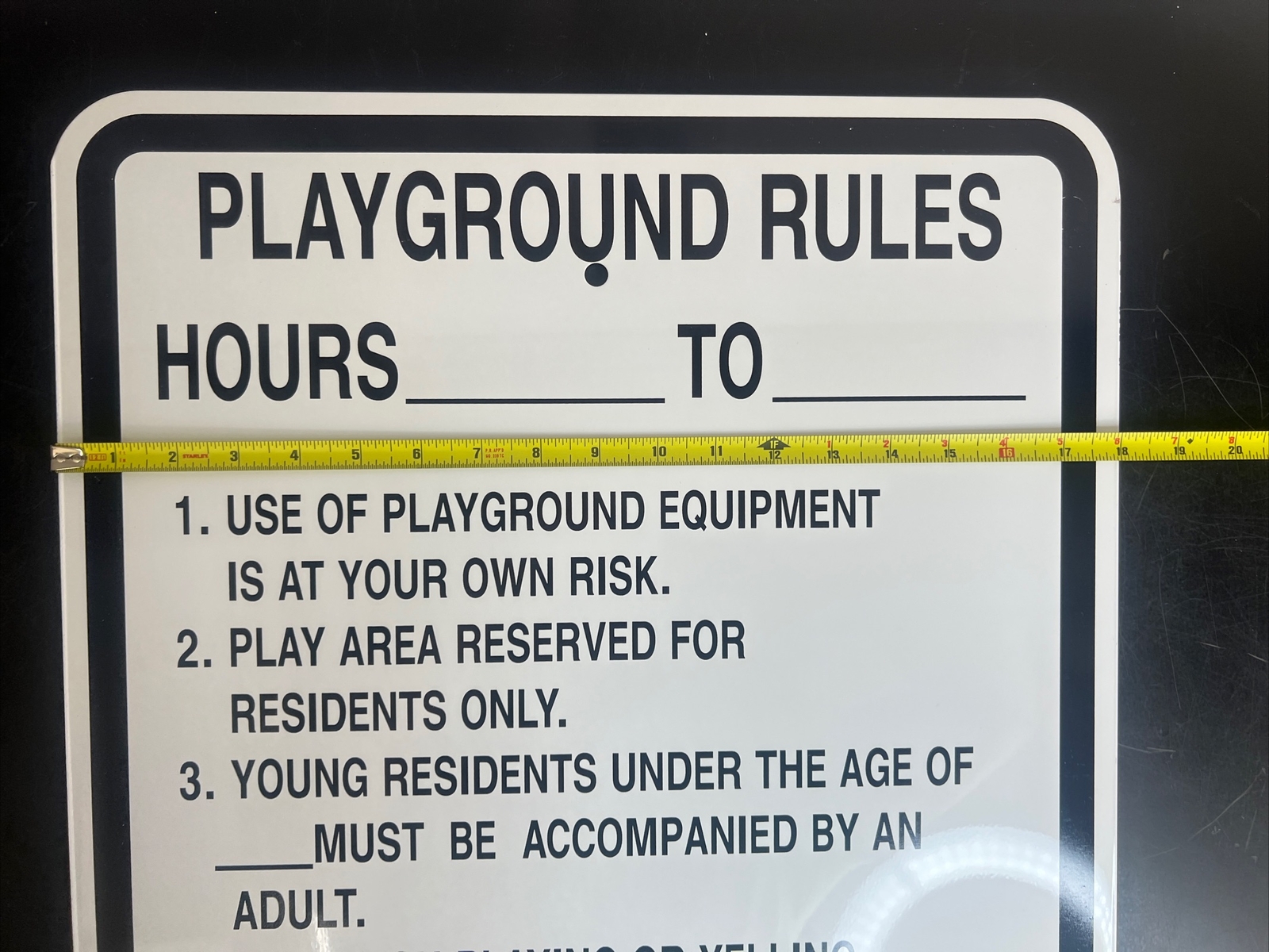 (2x) NEW 18&Prime; x 24&Prime; Playground Rules Sign Non-Reflective White & Black – 2 Signs