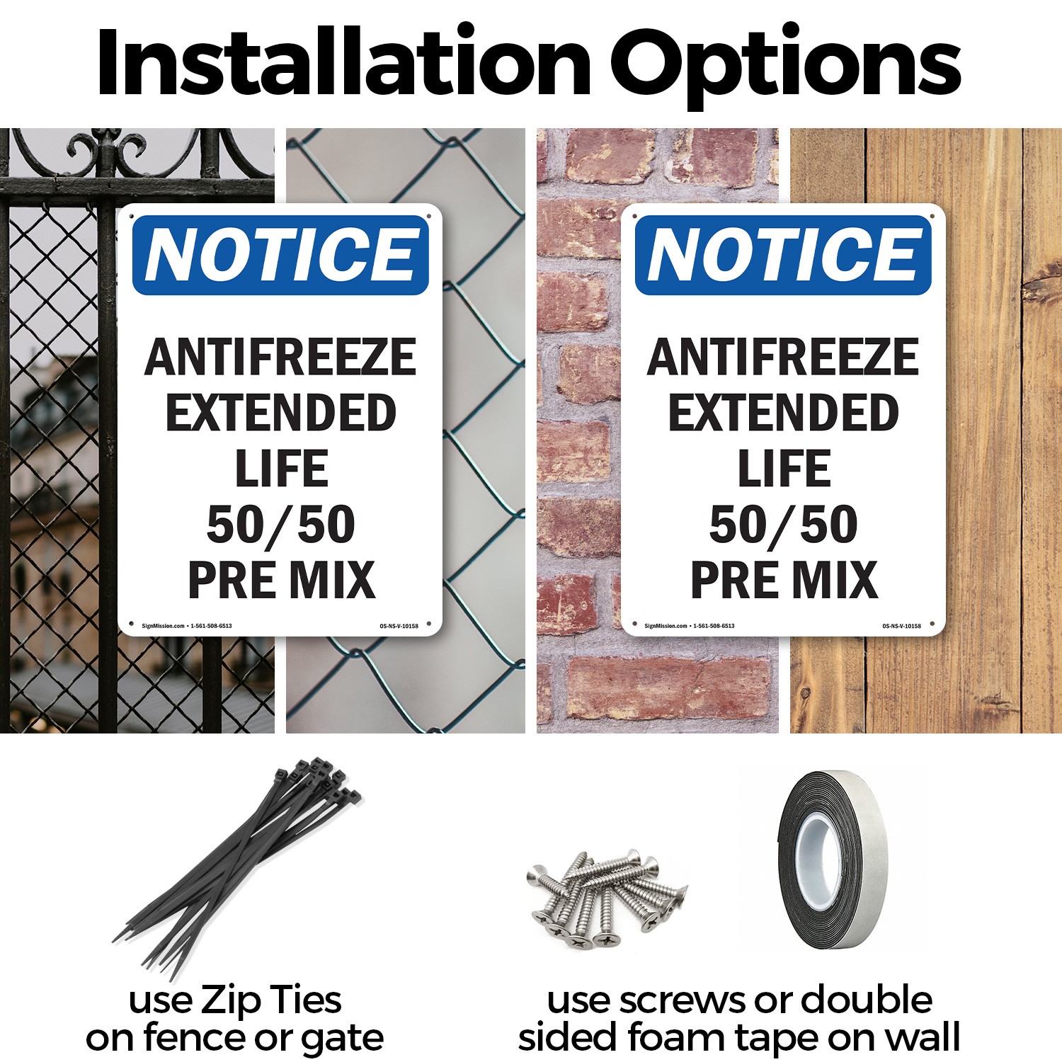 Antifreeze Extended Life 50 50 Pre Mix OSHA Notice Sign Or Decal – 5 or 10 Pack