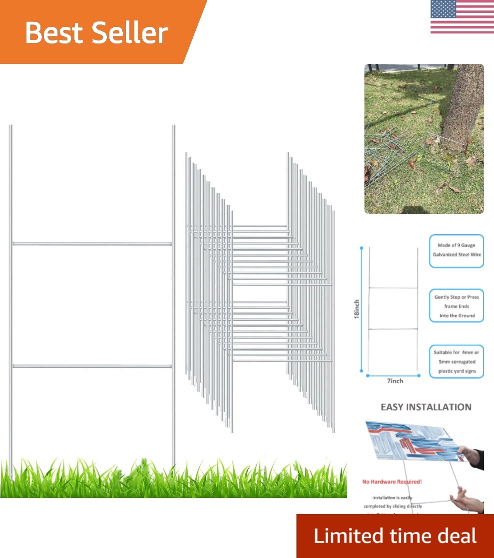 20 Metal Yard Sign Holders – 18 »x7 » Rust-Resistant Stakes for All Weather