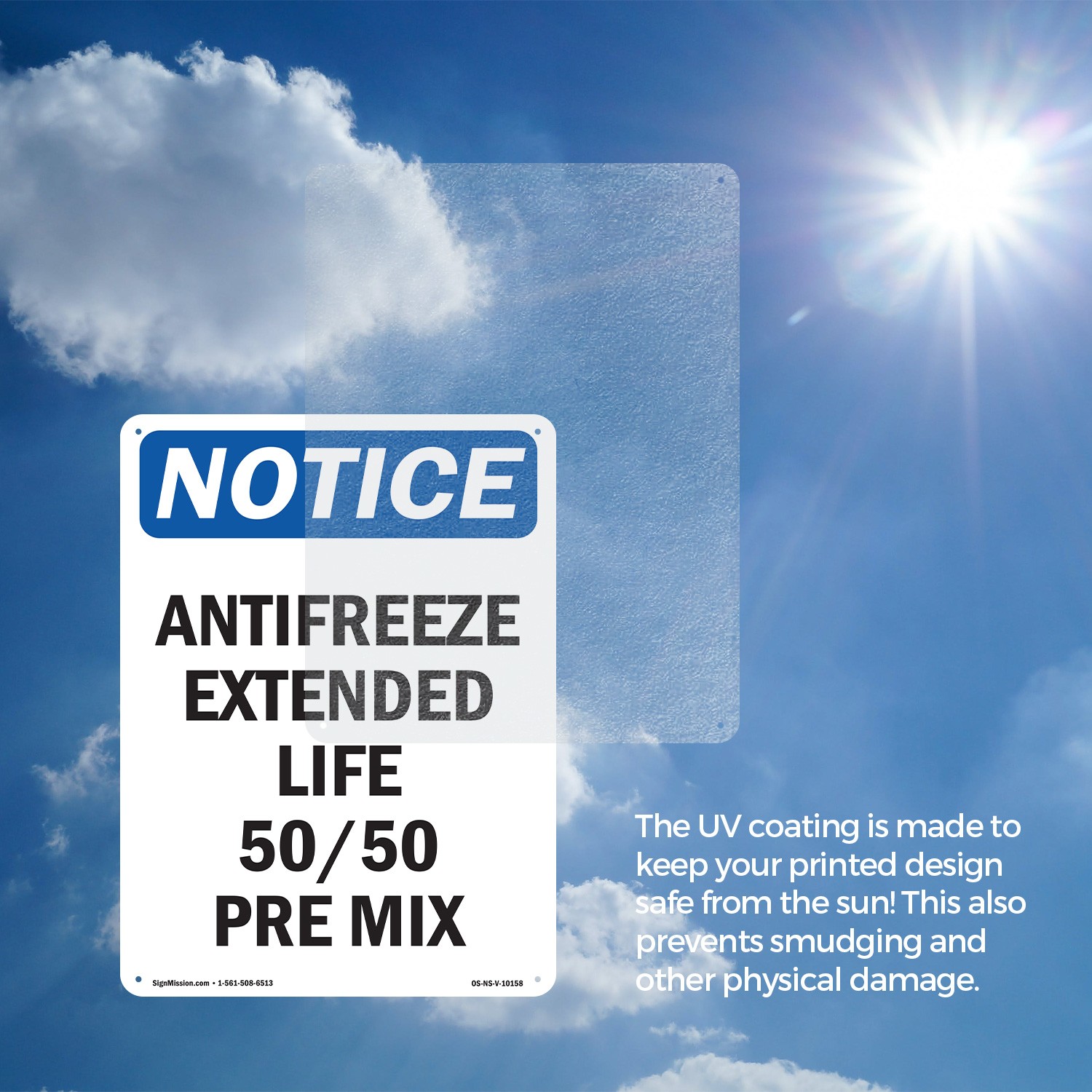 Antifreeze Extended Life 50 50 Pre Mix OSHA Notice Sign Or Decal – 5 or 10 Pack