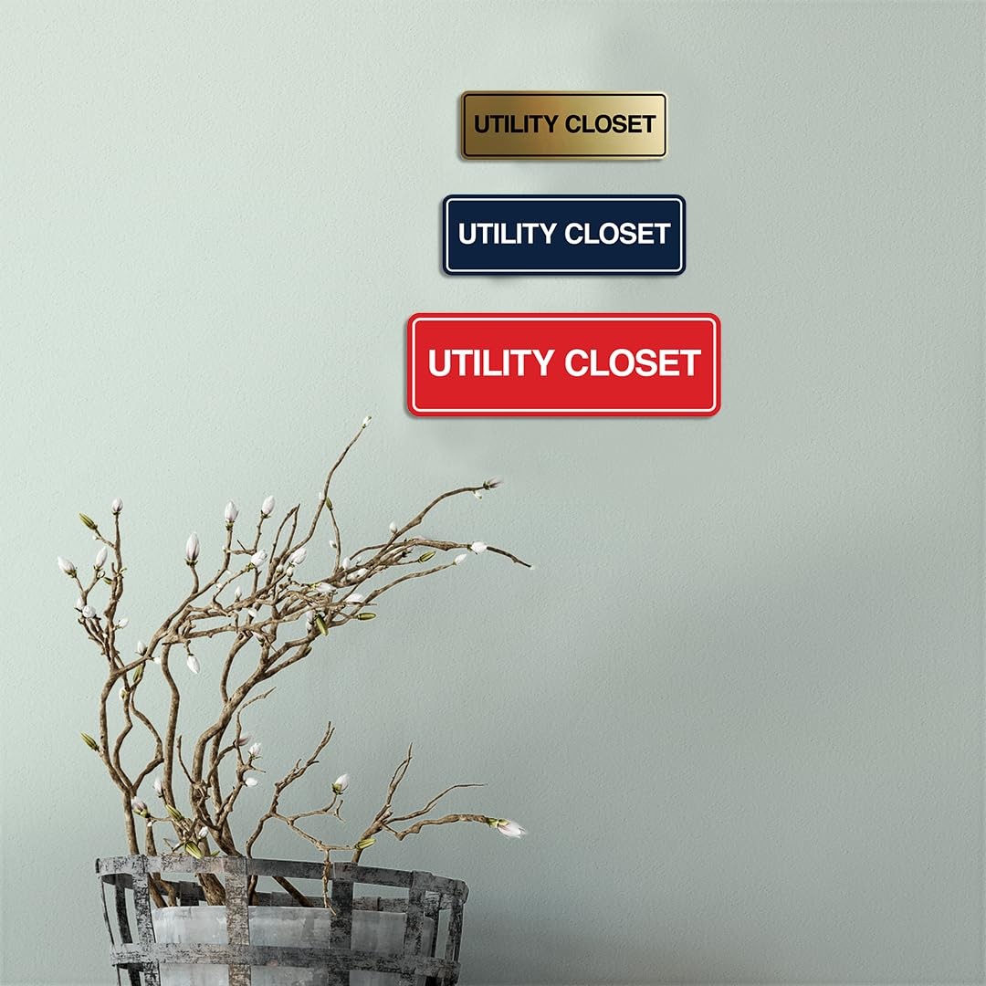 Standard Utility Closet Wall Door Sign Home Office Display Black Small 1 PCS