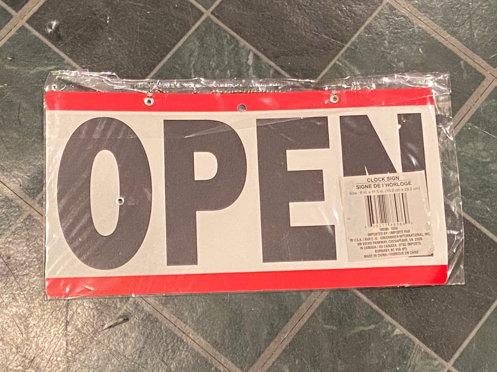 11.5&Prime; x 6&Prime; Hanging Plastic Open/Close Clock Business Sign *NEW* l2